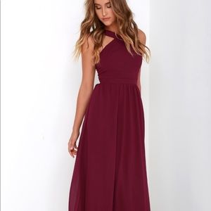 AIR OF ROMANCE BURGUNDY MAXI DRESS lulus